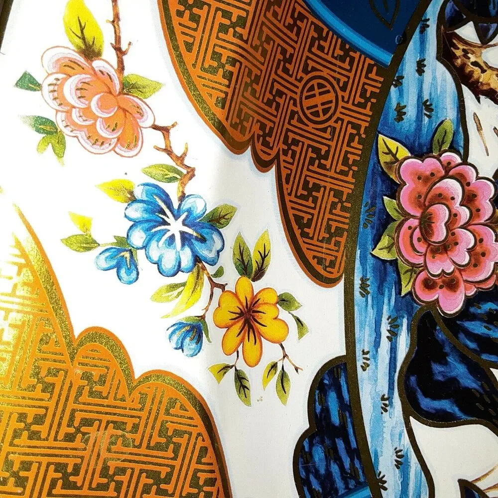 Vintage Daher Decorated Ware Wall Decor Asian Inspired Bold Colors